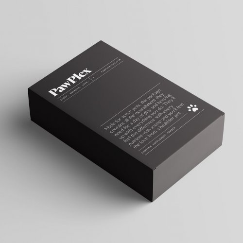 Minimalistic packaging design for an premium pet supplement PawPlex Labs